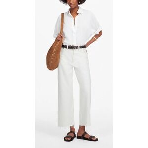 NWT Madewell Low-Slung Baggy Crop Jeans White Raw Hem Women's Size 30